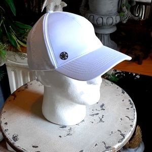 GAIAM, White w Slvr Logo Medallion, Performance Cap, Adjustable Strap Back